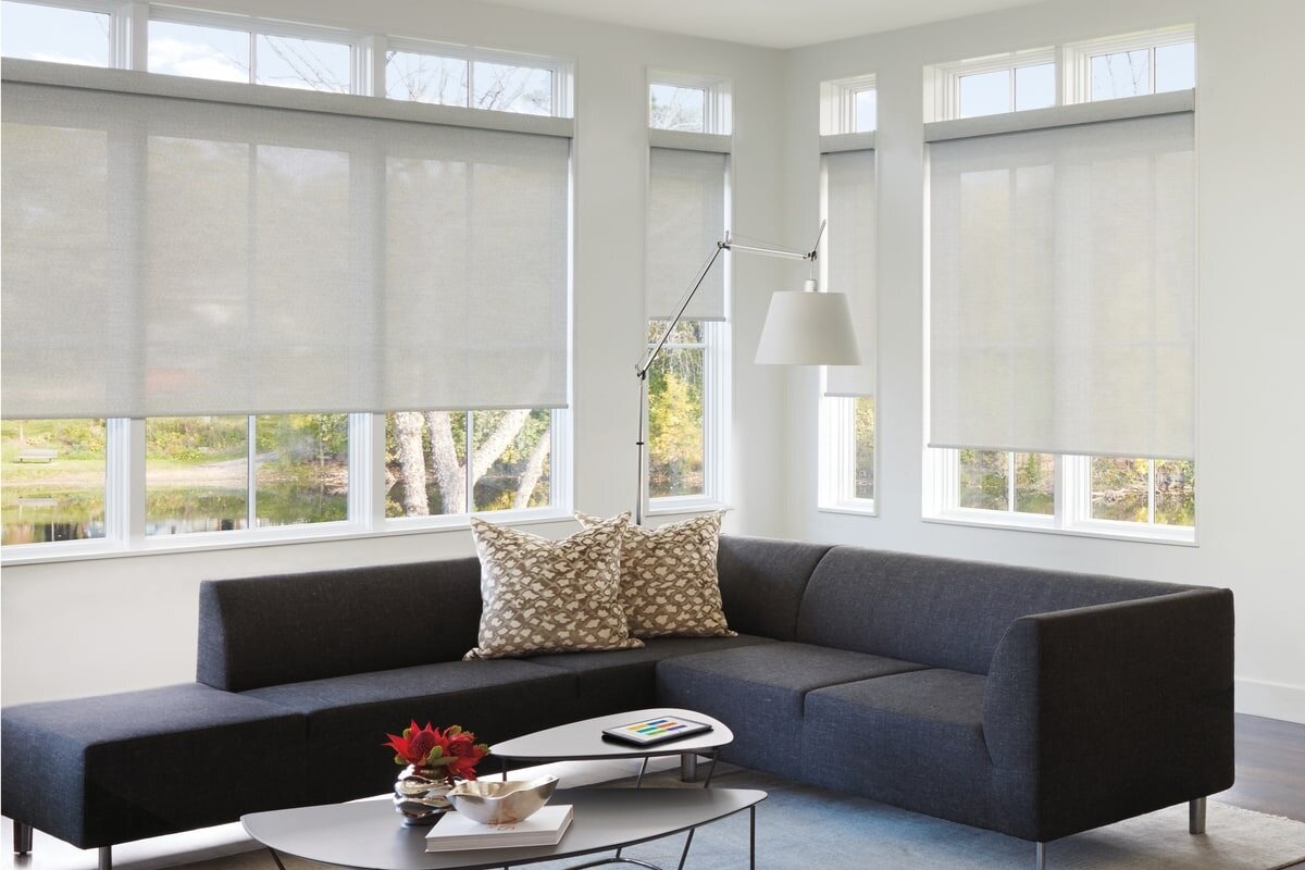 Hunter Douglas, White Roller Shade | Interiors By Design Concepts